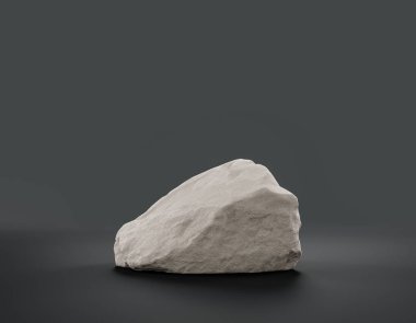 Fotokopi alanı, 3d Renklendirme, hiç kimse için ürünün gösterimi için düz gri arkaplan içerisindeki tek renk beyaz kayalar