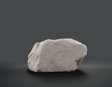 Fotokopi alanı, 3d Renklendirme, hiç kimse için ürünün gösterimi için düz gri arkaplan içerisindeki tek renk beyaz kayalar