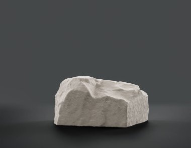 Fotokopi alanı, 3d Renklendirme, hiç kimse için ürünün gösterimi için düz gri arkaplan içerisindeki tek renk beyaz kayalar