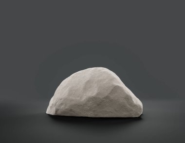 Fotokopi alanı, 3d Renklendirme, hiç kimse için ürünün gösterimi için düz gri arkaplan içerisindeki tek renk beyaz kayalar