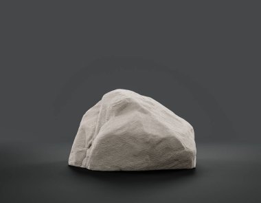 Fotokopi alanı, 3d Renklendirme, hiç kimse için ürünün gösterimi için düz gri arkaplan içerisindeki tek renk beyaz kayalar