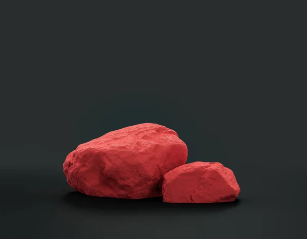 Pedras Cor Vermelha Fundo Escuro Para Exibições Produtos Com Espaço — Fotografia de Stock