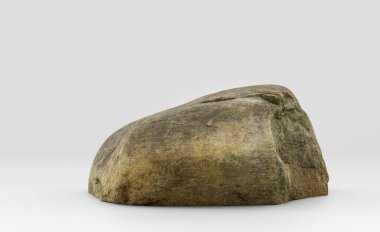 Beyaz arka planda izole edilmiş gerçekçi kaya, 3 boyutlu görüntüleme, insan yok.