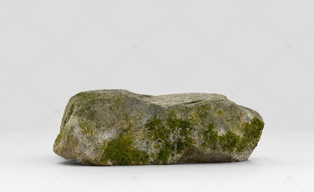 Isolated realistic rock  in white background, 3d Rendering, no people