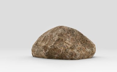 Beyaz arka planda izole edilmiş gerçekçi kaya, 3 boyutlu görüntüleme, insan yok.