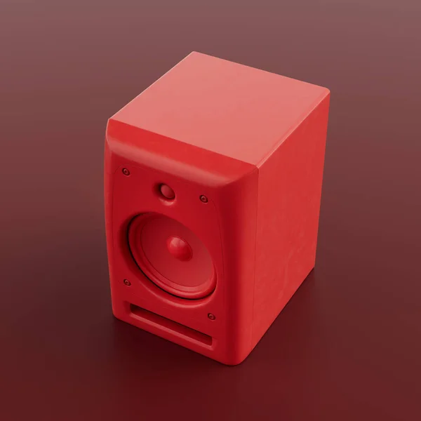 Altavoces Profesionales Color Rojo Suelo Fondo Rojo Vista Superior Representación —  Fotos de Stock