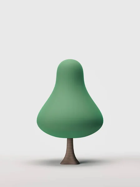 Στυλιζαρισμένο Ενιαίο Δέντρο Επίπεδο Πράσινο Φύλλο Στυλ Και Καφέ Κορμό — Φωτογραφία Αρχείου