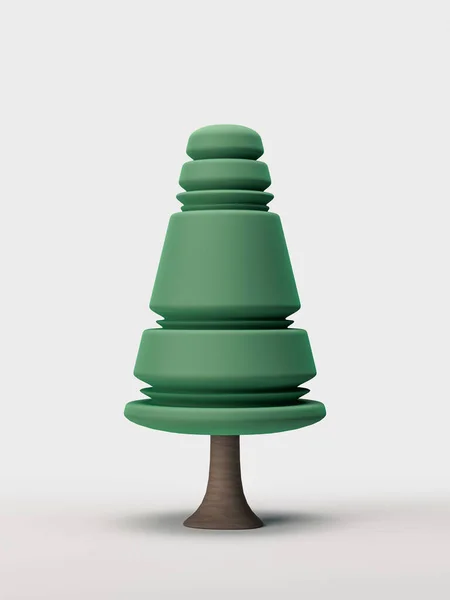 Stilisierter Einzelbaum Flaches Grünes Blatt Und Brauner Stamm Isolierter Baum — Stockfoto