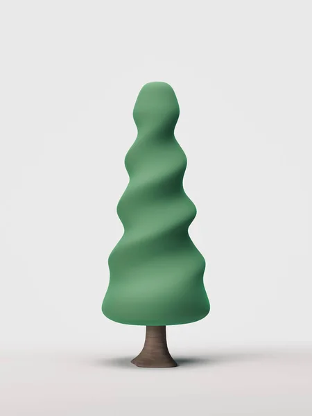 Stilisierter Einzelbaum Flaches Grünes Blatt Und Brauner Stamm Isolierter Baum — Stockfoto