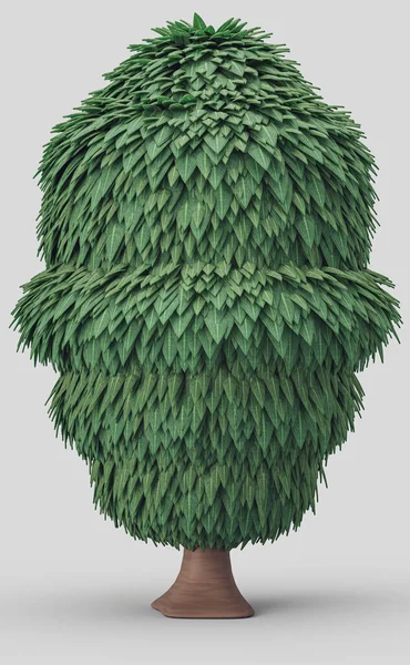 Single Stylized Tree Model Covered Green Leaves Isolated Dense Leafy — Zdjęcie stockowe