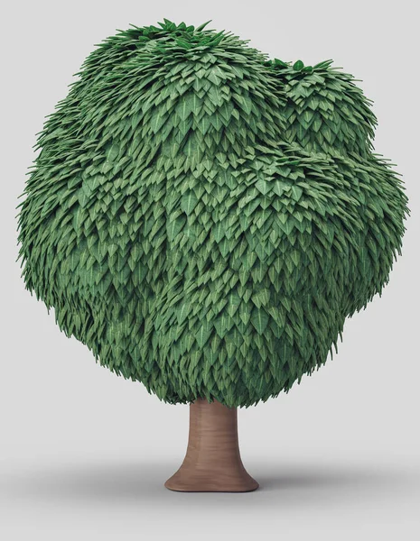 Μονόφυτο Δέντρο Πυκνά Φύλλα Στυλιζάρετε Μοντέλο Δέντρου Που Καλύπτεται Από — Φωτογραφία Αρχείου
