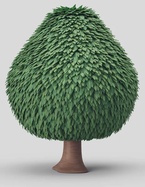 Single Stylized Tree Model Covered Green Leaves Isolated Dense Leafy — 图库照片