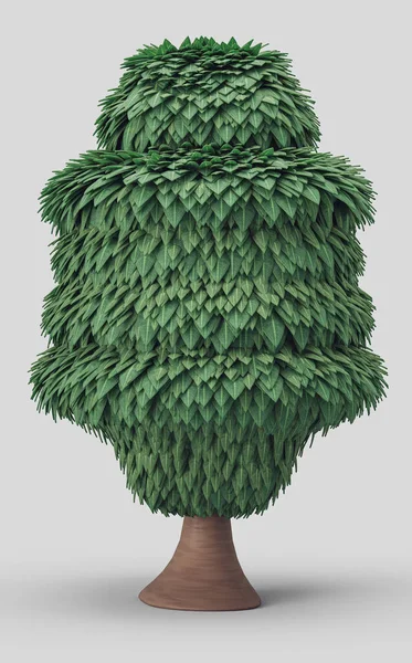 Single Tree Dense Leaves Stylize Tree Model Covered Green Leaves — Zdjęcie stockowe