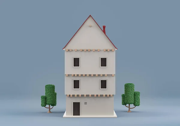Real Estate Property Single Village House Trees Miniature House Model — стоковое фото