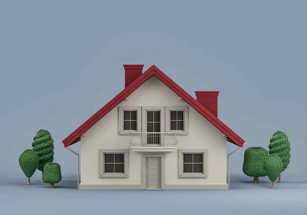 Immobilier Maison Individuelle Individuelle Avec Arbres Miniature Modèle Maison Individuelle — Photo