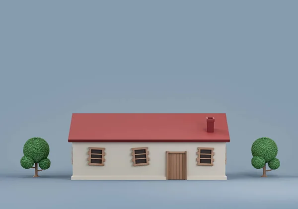 Real Estate Property Single House Trees Miniature House Model White — Photo