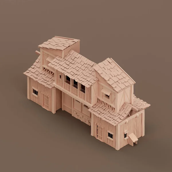 Isometric Property Monochrome Single Village House Miniature Real Estate Property — Stock Photo, Image