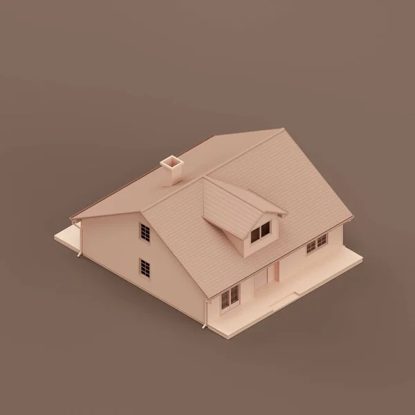Isometric Detached House Miniature Detached House Model Flat Solid Brown — Foto Stock