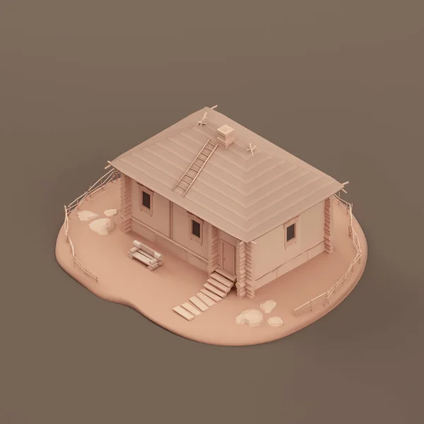 Isometric Property Monochrome Single Village Detached House Miniature Detached House — Stok fotoğraf