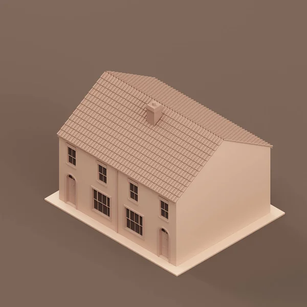 Isometric House Miniature Real Estate Property House Flat Solid Brown — Foto Stock