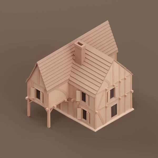 Isometric Property Monochrome Single Village House Miniature Real Estate Property — Fotografia de Stock