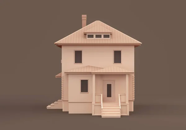 Inmobiliaria Monocromo Casa Individual Casa Miniatura Modelo Piso Color Marrón — Foto de Stock