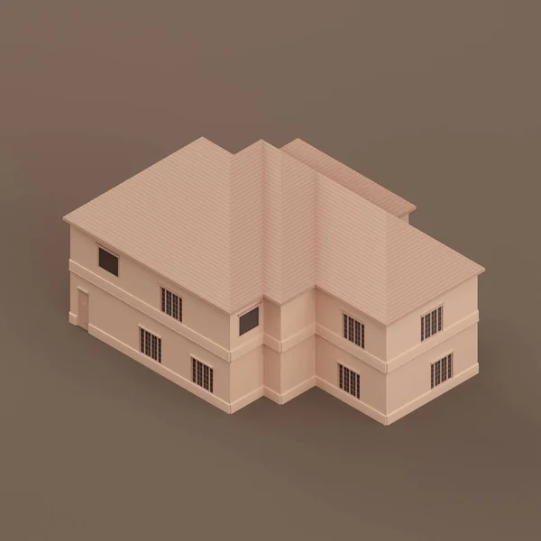 Isometric House Miniature Real Estate Property House Flat Solid Brown — Fotografia de Stock
