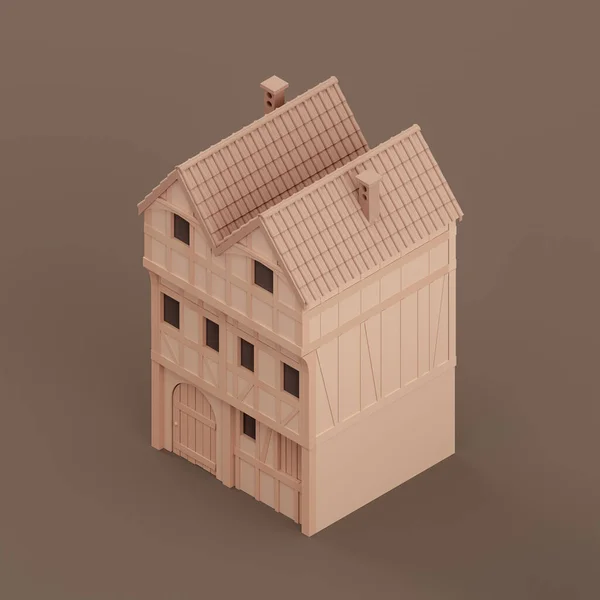 Isometric Property Monochrome Single Village House Miniature Real Estate Property — 图库照片