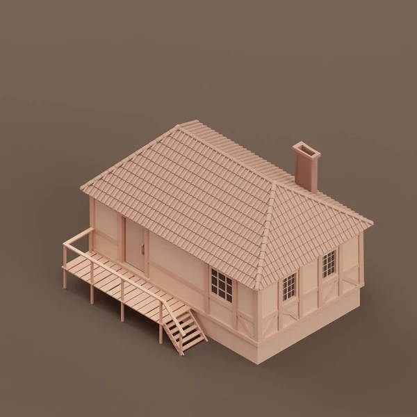 Isometric Property Monochrome Single Village House Miniature Real Estate Property — 图库照片