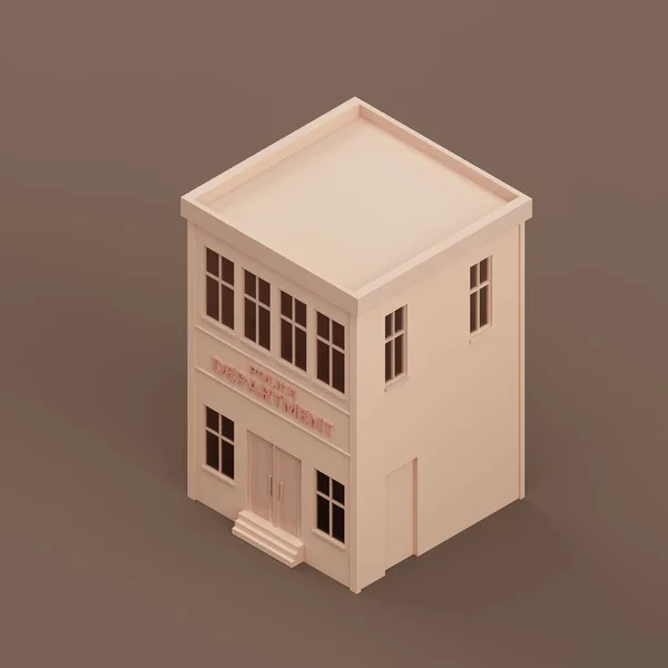 Isometric Police Department Building Miniature Government Property House Flat Solid — Foto Stock