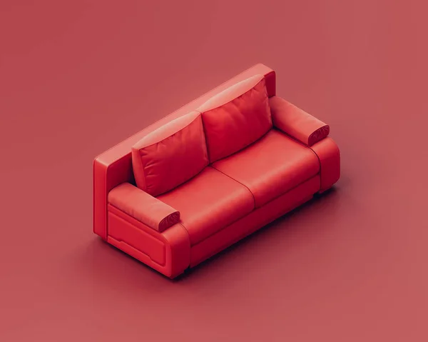 Canapé Monochrome Monochrome Rouge Dans Une Pièce Rouge Canapé Isométrique Images De Stock Libres De Droits