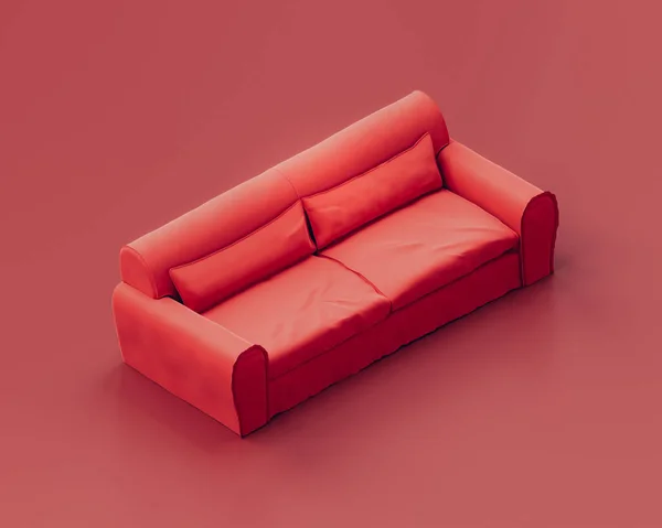 Canapé Monochrome Monochrome Rouge Dans Une Pièce Rouge Canapé Isométrique Image En Vente