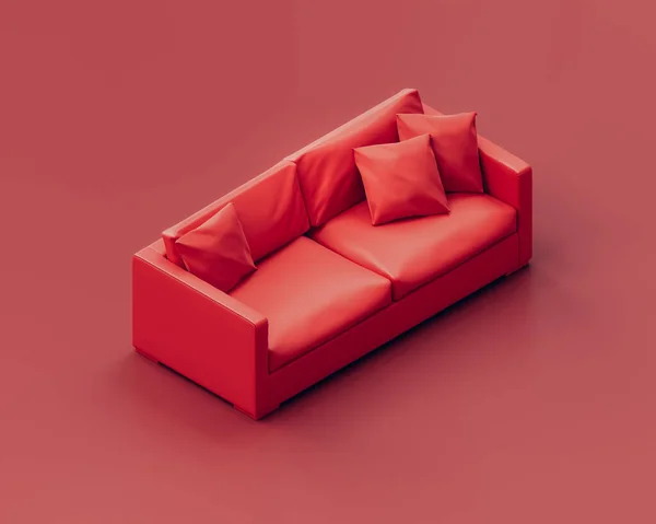 Canapé Monochrome Monochrome Rouge Dans Une Pièce Rouge Canapé Isométrique Photo De Stock