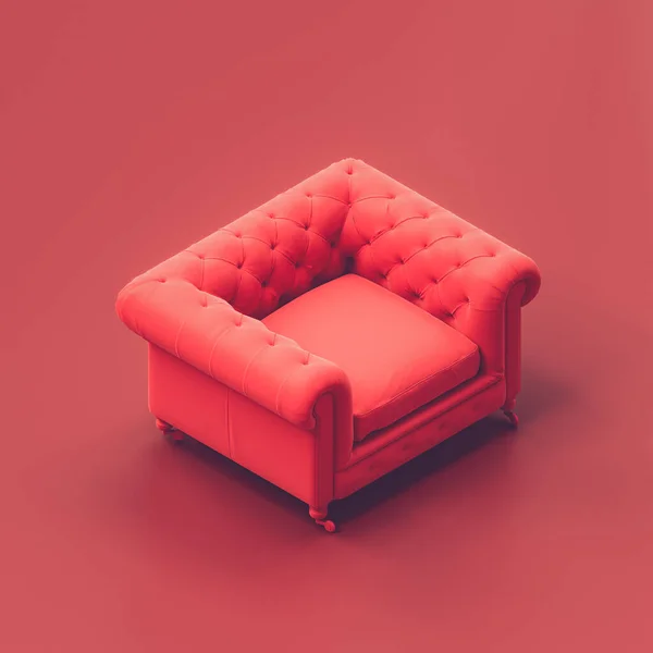 Jeden Aksamitny Fotel Jeden Czerwony Fotel Czerwonym Pokoju Czerwony Monochromatyczny — Zdjęcie stockowe