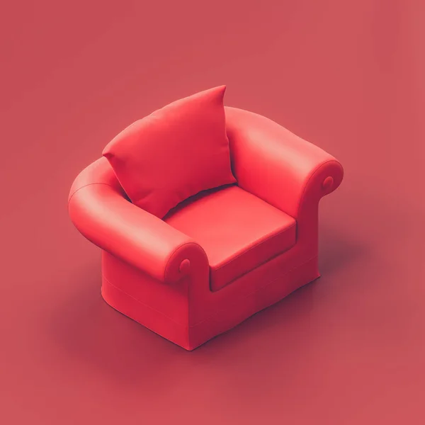 Jeden Fotel Jeden Czerwony Fotel Czerwonym Pokoju Czerwony Monochromatyczny Kompozycja — Zdjęcie stockowe