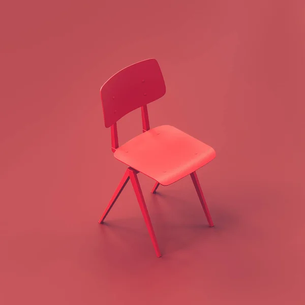 Chaise Simple Chaise Simple Rouge Dans Chambre Rouge Monochrome Rouge — Photo
