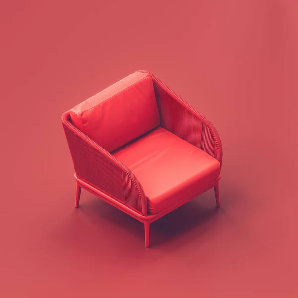 Jeden Fotel Jeden Czerwony Fotel Czerwonym Pokoju Czerwony Monochromatyczny Kompozycja — Zdjęcie stockowe