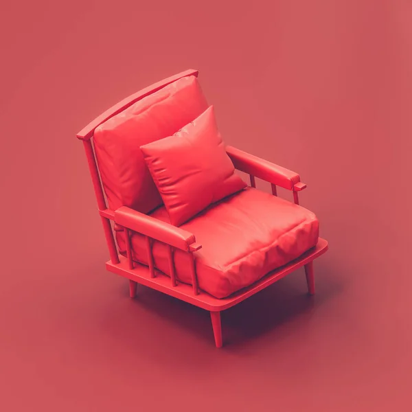Одно Кресло Одно Красное Кресло Красной Комнате Монохромный Красный Композиция — стоковое фото