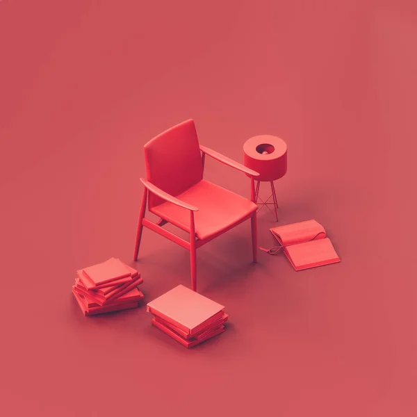 Cadeira Única Isométrica Uma Sala Vermelha Cadeira Monocromática Única Cor Imagens Royalty-Free