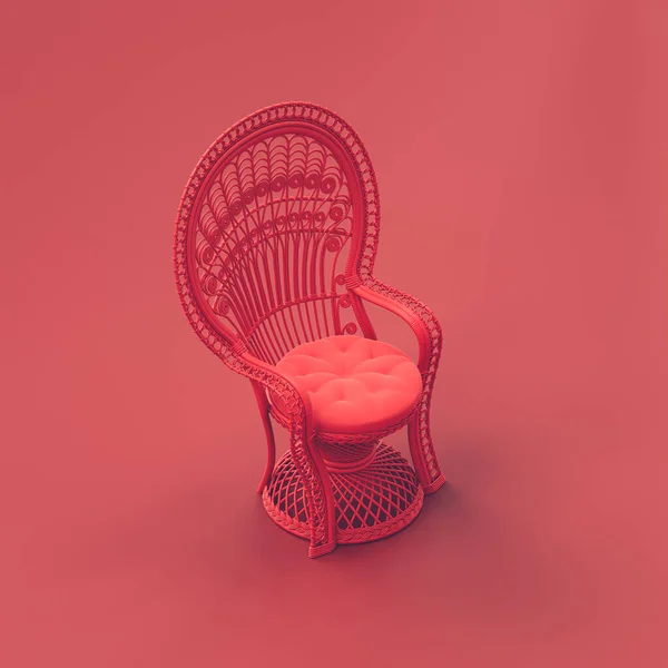 Uma Cadeira Vitoriana Cadeira Vermelha Única Sala Vermelha Vermelho Monocromático Imagens Royalty-Free