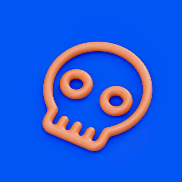 Gaming 3D icon, skull icon, single color monochrome outline icon, 3d rendering