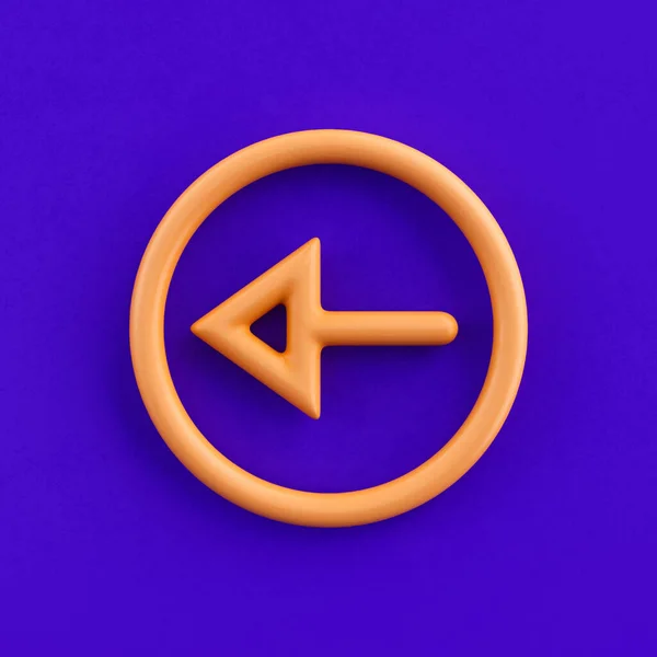 3d icon circle arrow pointing left, outline yellow arrow icon, direction symbol, 3d rendering, wire icon