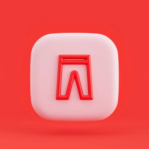 Clothing icon, leggins 3d icon button in red background, 3d rendering, outline icon