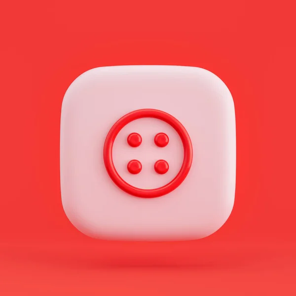 Clothing icon, button 3d icon button in red background, 3d rendering, outline icon