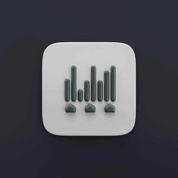 edit levels 3d icon, outilne design and development icon in grey color on a button shape, 3d rendering, simple outline icon