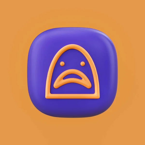 Emotion icon, shark 3D icon on a rounded button shape, outline emoji, 3d rendering, simple outline icon
