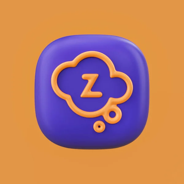 Emotion icon, sleep  3D icon on a rounded button shape, outline emoji, 3d rendering, simple outline icon