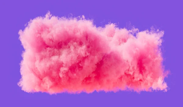 Single pink cloud formation, romantic soft cloud, 3d rendering, isolated cloud