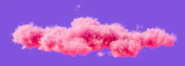 Single pink cloud formation, romantic soft cloud, 3d rendering, isolated cloud