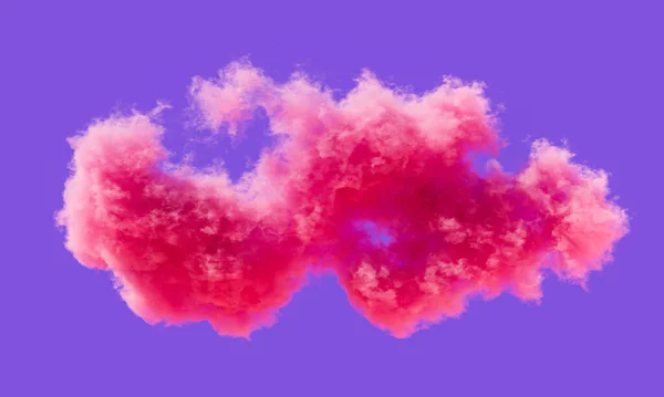 Single pink cloud formation, romantic soft cloud, 3d rendering, isolated cloud